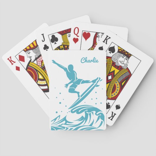 Jeu De Cartes Carte de lecture du Surfeur de nom personnalisé (dos)