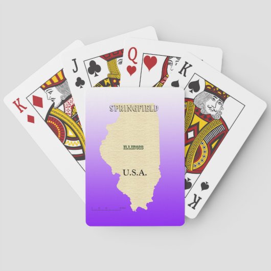 Jeu De Cartes Carte de l'Illinois avec nom de ville (dos)