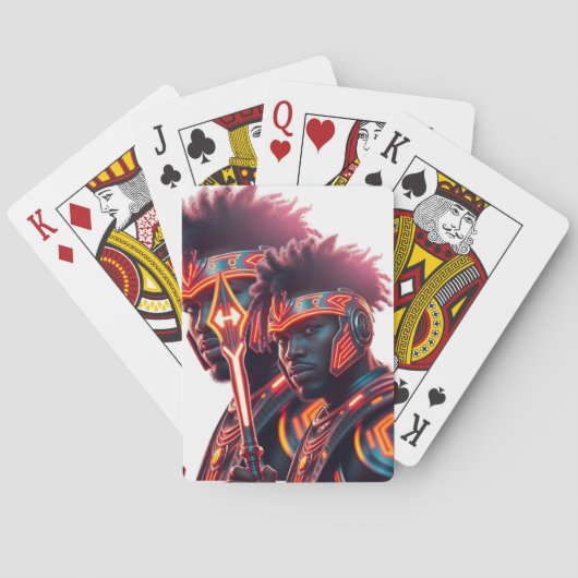 Jeu De Cartes Carte de Poker de Néon Warrior Afrofuturiste (dos)