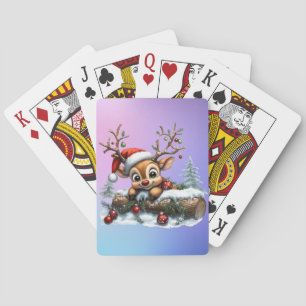 Jeu De Cartes Carte de rennes de Noël mignonne avec ornements