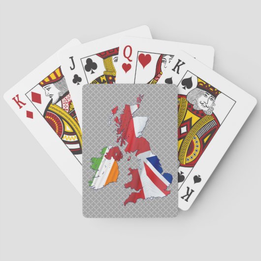 JEU DE CARTES CARTE DES ÎLES BRITANNIQUES ET DRAPEAUX JOUER CART (dos)