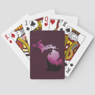 Jeu De Cartes Carte d'état du Michigan rose Forêt de pins Voyage