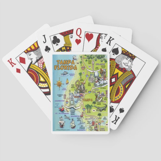 Jeu De Cartes Carte du dessin de Tampa en Floride (dos)