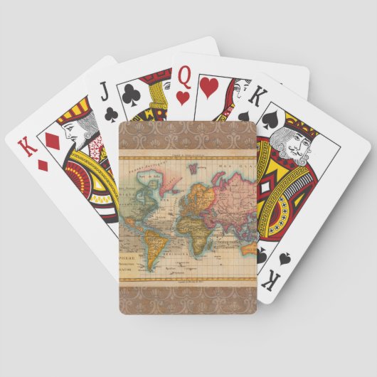 Jeu De Cartes Carte du monde 1700s Antique Continents (dos)
