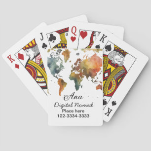 Jeu De Cartes Carte du monde ajouter votre nom texte lieu ville