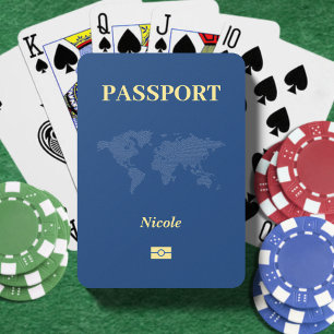 Jeu De Cartes Carte du monde bleu Passeport