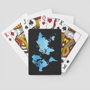 Jeu De Cartes Carte du monde bleue minimale Art aquarelle