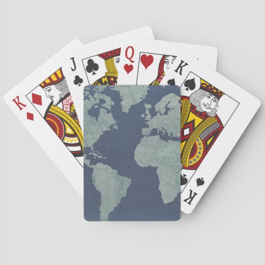 Jeu De Cartes Carte du monde du lin bleu (dos)