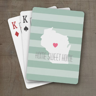 Jeu De Cartes Carte du Wisconsin Maison État Amour avec Cœur Per