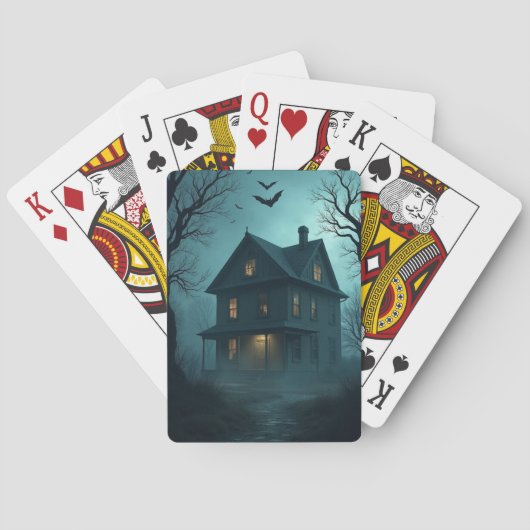 Jeu De Cartes Carte Happy Halloween - Haunted House Scene (dos)