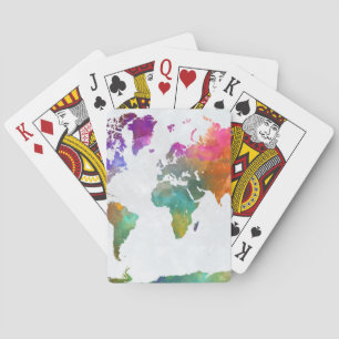 Jeu De Cartes Carte Mondiale De L'Aquarelle