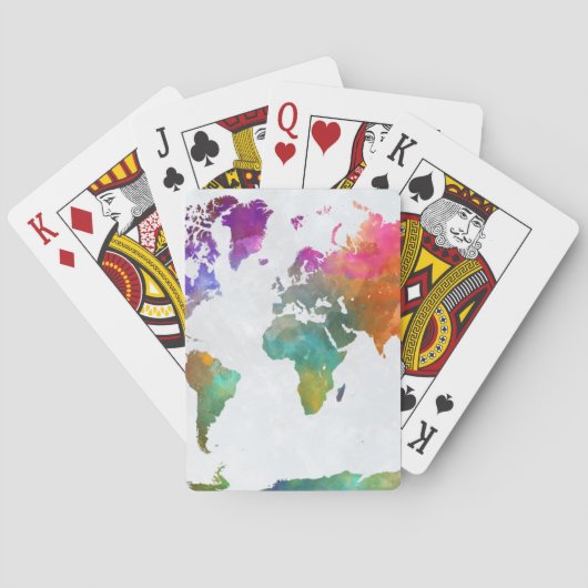 Jeu De Cartes Carte Mondiale De L'Aquarelle (dos)