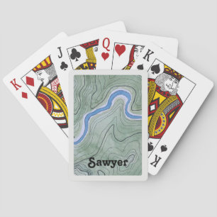Jeu De Cartes Carte topographique à l'aquarelle vintage