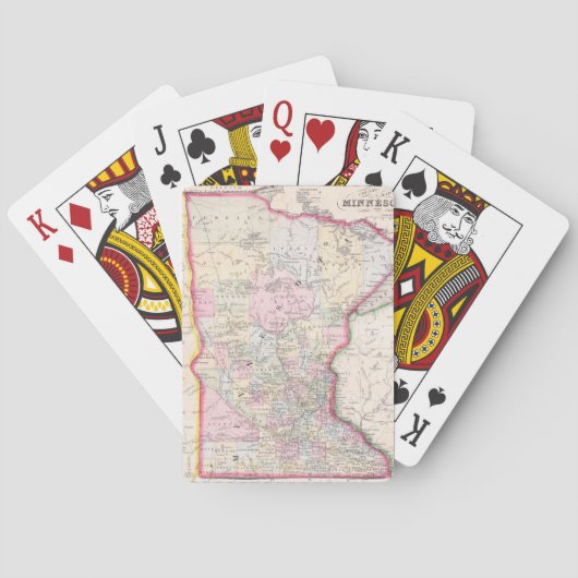 Jeu De Cartes Carte vintage du Minnesota (1864) (dos)
