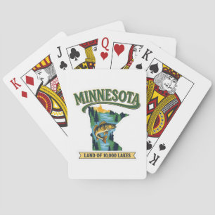 Jeu De Cartes Carte vintage du Minnesota, terre des 10000 lacs