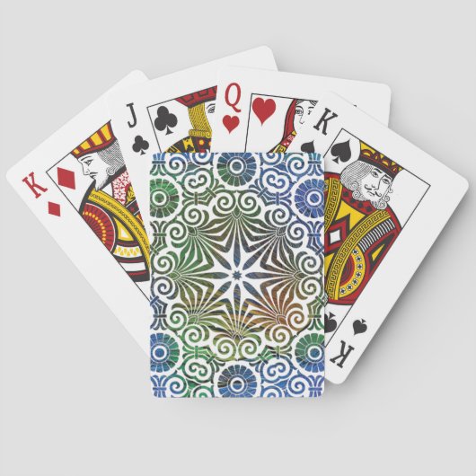 Jeu De Cartes Cartes de jeu classiques Mandala bleu et vert (dos)