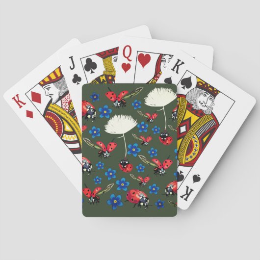 Jeu De Cartes Cartes de jeu de fleurs de coccinelles (dos)