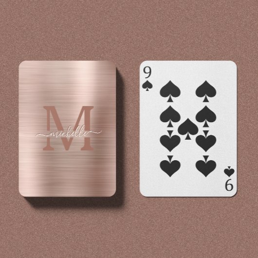 Jeu De Cartes Cartes de jeu de luxe en or Monogrammé Rose brossé