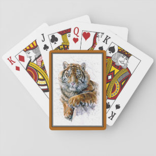 Jeu De Cartes Cartes de jeu de tigres d'aquarelle