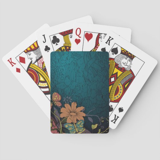 Jeu De Cartes Cartes de jeu gravées de fleurs sauvages (dos)