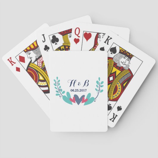 Jeu De Cartes Cartes de jeu Mariage Coeurs et vignes (dos)