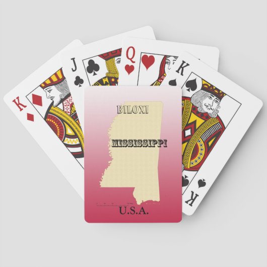 Jeu De Cartes Cartes de jeu - Mississippi State Map avec la vill (dos)