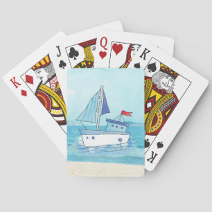 Jeu De Cartes Cartes de jeu nautiques avec le bateau sur le lac