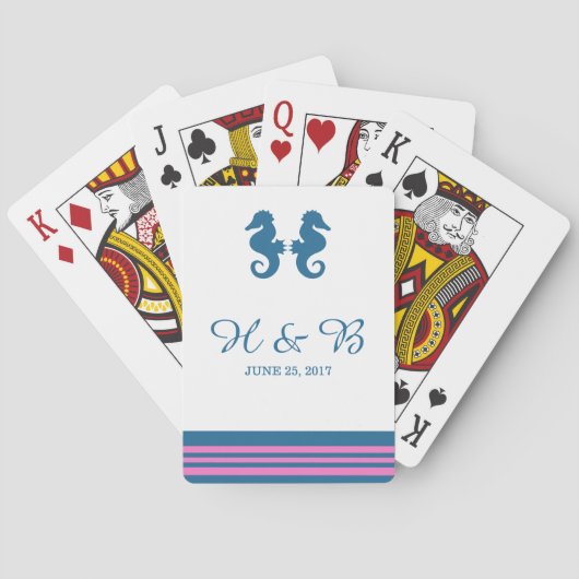 Jeu De Cartes Cartes de jeu pour hippocampe bleu rose (dos)
