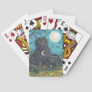 JEU DE CARTES CARTES DE JEUX D'ART FOLK CHAT NOIR HALLOWEEN