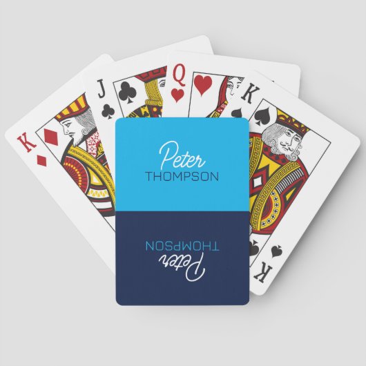 Jeu De Cartes Cartes de lecture bleu deux tons avec nom (dos)