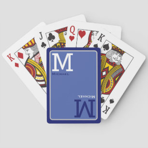 Jeu De Cartes Cartes de lecture bleu monogramme avec nom personn