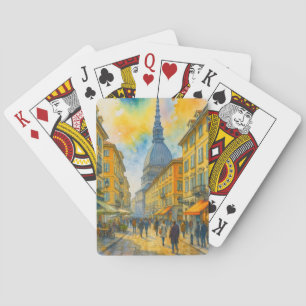 Jeu De Cartes Cartes de poker à l'aquarelle Turin Italie – Ville