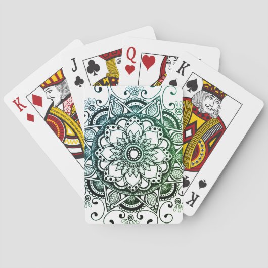Jeu De Cartes Cartes Mandala bleu et vert (dos)