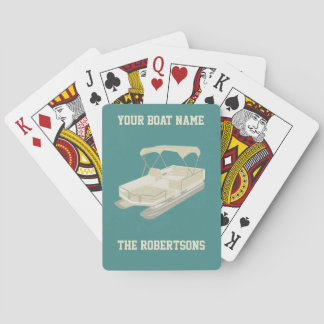 Jeu De Cartes Cartes personnalisées turquoise & Tan Pontoon Boat