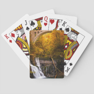Jeu De Cartes Cascade en canyon de gorge de Vintgar en automne