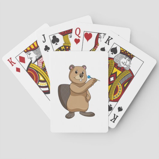 Jeu De Cartes Castor aux fléchettes avec fléchette (dos)