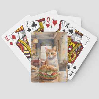 Jeu De Cartes Cat with Burger Playing Card「猫とハンバーガーのかわいいトランプ」