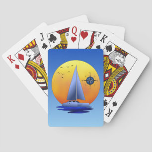 Jeu De Cartes Catamaran Bateau À Voile Et Rose Compass