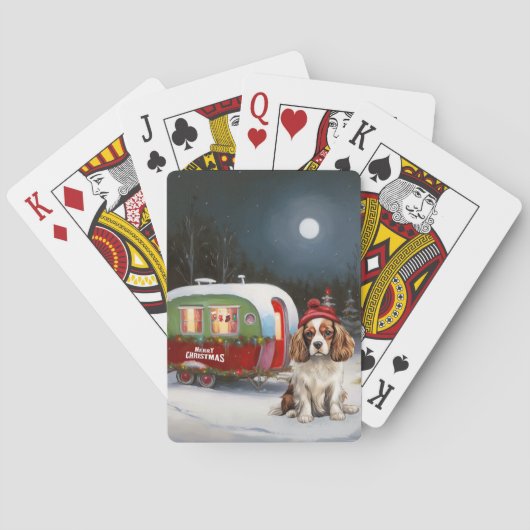 Jeu De Cartes Cavalier King Charles Spaniel Caravane Noël (dos)