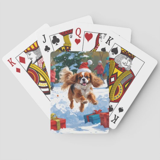 Jeu De Cartes Cavalier King Charles Spaniel Neige avec Noël (dos)