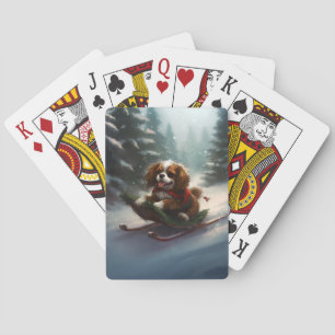 Jeu De Cartes Cavalier King Charles Spaniel neige de Noël