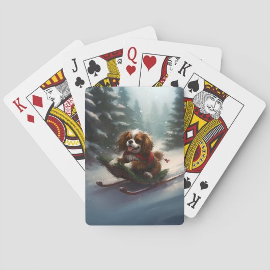 Jeu De Cartes Cavalier King Charles Spaniel neige de Noël (dos)