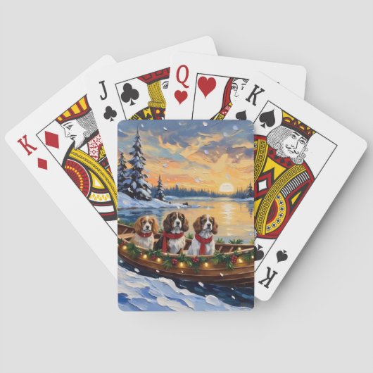 Jeu De Cartes Cavalier King Charles Spaniel Noël Bateau (dos)