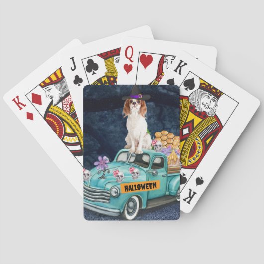 Jeu De Cartes Cavalier King Chien Halloween Camion Effrayant Nui (dos)