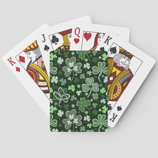 Jeu De Cartes Celtic Clover Pattern Green Irish Hearts (dos)