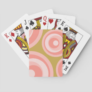 Jeu De Cartes Cercles de style rétro rose sur fond vert