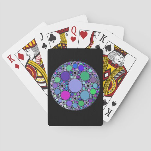 Jeu De Cartes Cercles fractaux en bleu rose violet vert (dos)