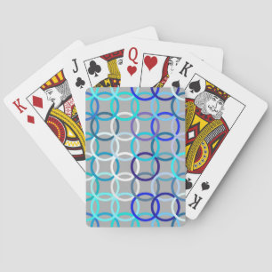 Jeu De Cartes Cercles Modernes de milieu de siècle, gris, bleu e