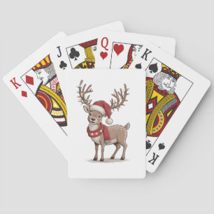 Jeu De Cartes Cerf Animal Noël Cerf Chapeau de Père Noël Xmas