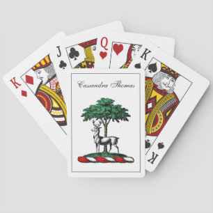 Jeu De Cartes Cerf Daim devant un Arbre Blason Emblème Héraldiqu